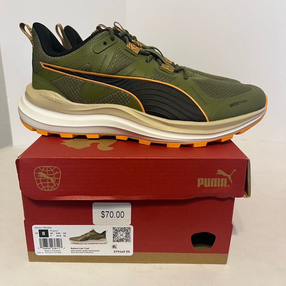 PUMA Reflective Lite Trail Men's Green and Black Athletic Shoes
